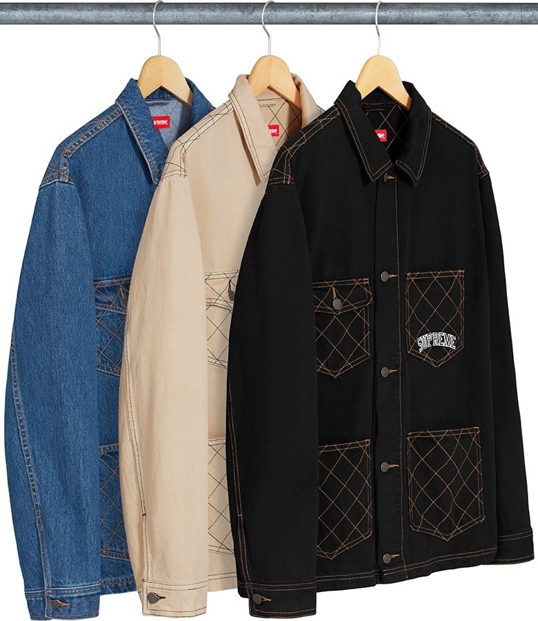 Diamond Stitch Denim Chore Coat